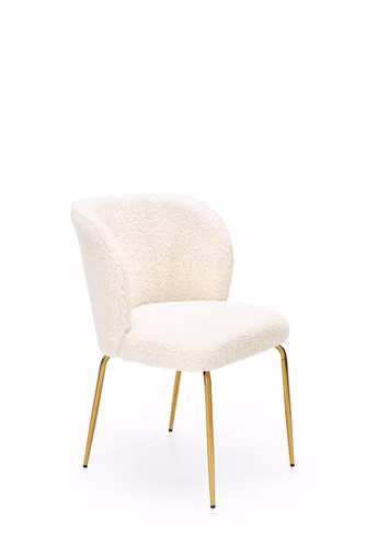 Design Esszimmerstuhl STH-222 Teddy Stoff Weiß Creme Stuhl Stühle