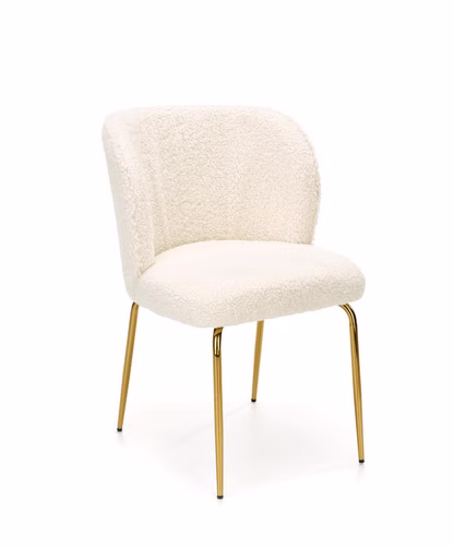 Design Esszimmerstuhl STH-222 Teddy Stoff Weiß Creme Stuhl Stühle