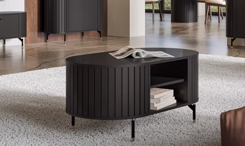 Design Couchtisch Roma DO-6 oval Wohnzimmertisch Stauraum Tisch Ablage