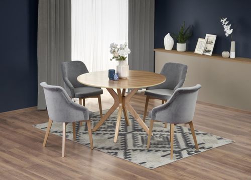 Design Esstisch rund HAN-111 Eiche Natur Massivholz Tisch Echtholzfurnier Esszimmertisch