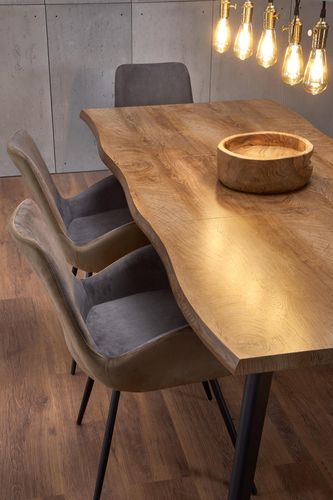 Design Esstisch HAW-222 Eiche Natur ausziehbar 120 bis 180 cm Echtholz Baumkante Tisch