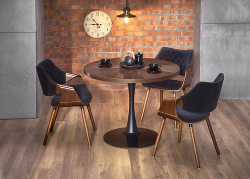 Design Esstisch rund HAW-333 Walnuss Wenge - Schwarz Echtholzfurnier Esszimmertisch