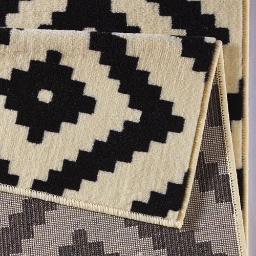 Design Teppich Raute 160 x 230 cm Schwarz / Creme UT-15