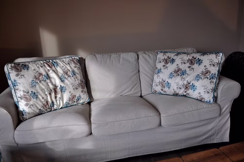 2x Dekokissen Kissen mit Füllung Carl Svensson Türkis Creme Rosen Blumen YF-3m