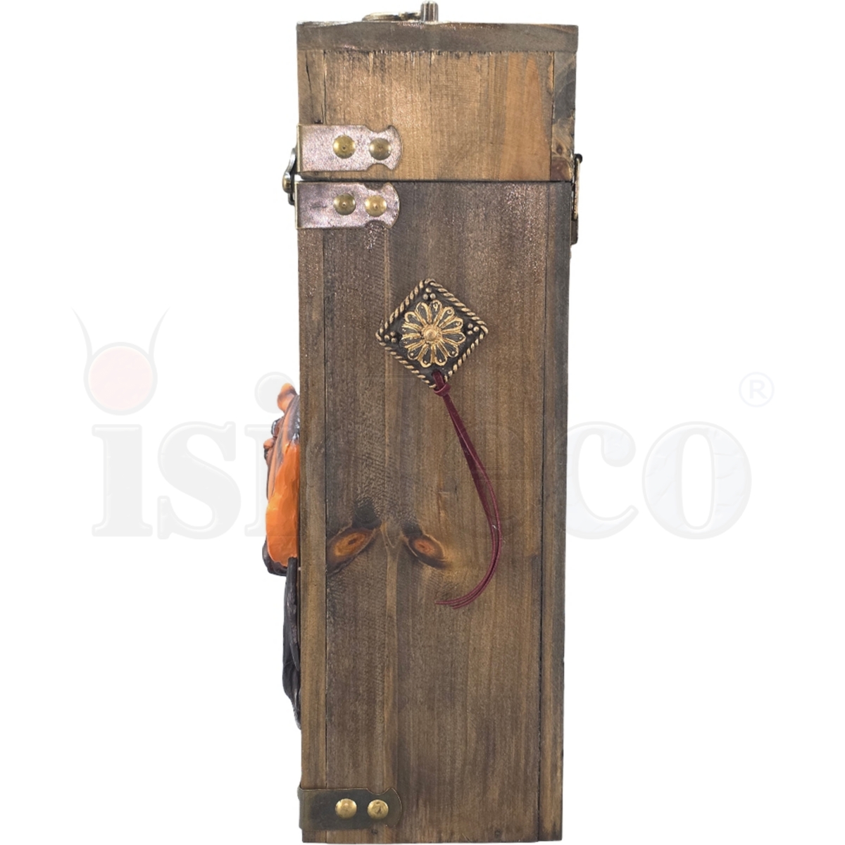 Western Holz Flaschenbox Pferd Flaschendose zum öffnen 35cm