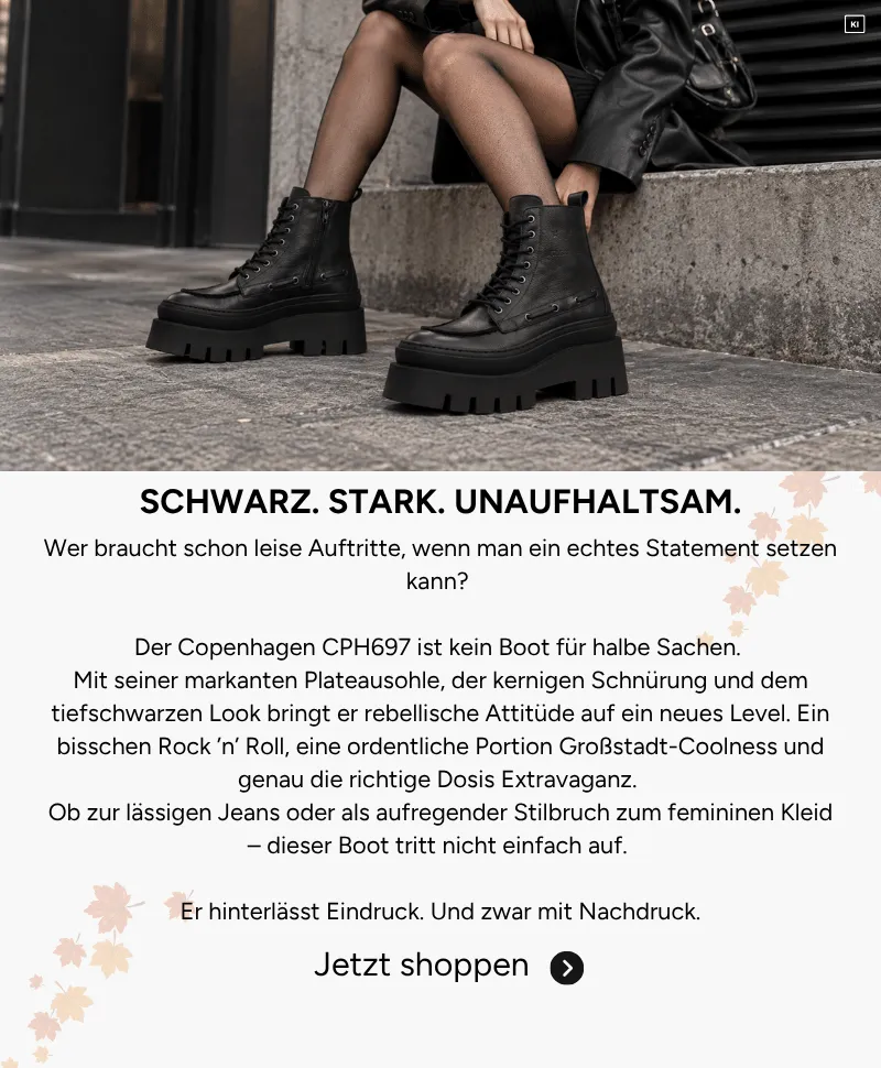 Copenhagen CPH697-leather black Damen Schnürboot Leder