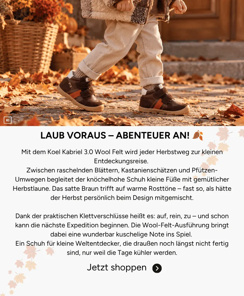 Koel Kabriel 3.0 WoolFelt Barfuß Klettschuh 15T008.123-500 braun