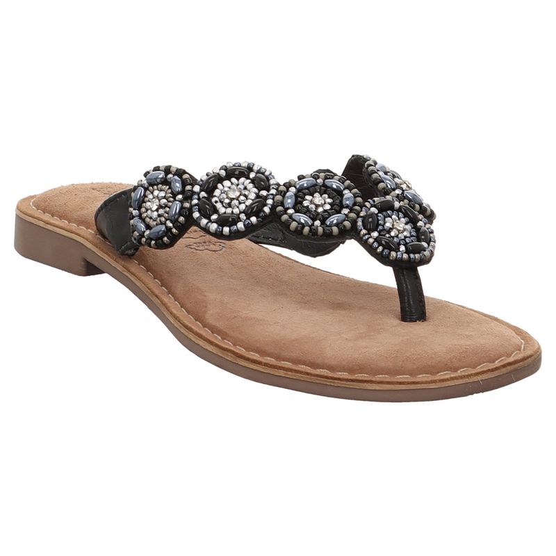 Lazamani | Ladies toe slippers rounds  | 75.444 | Zehensteg | schwarz