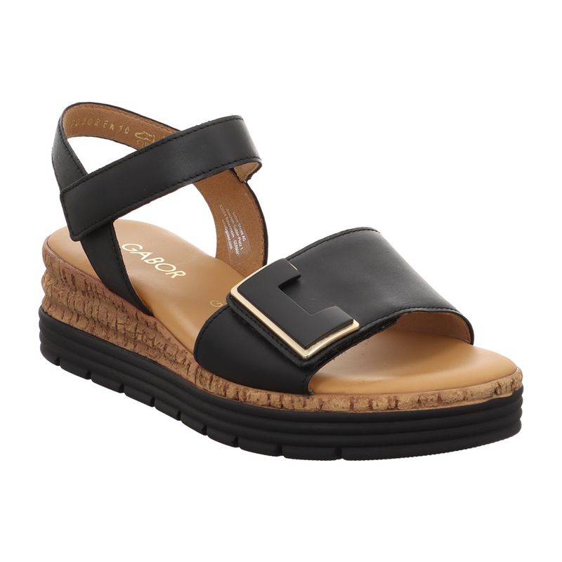 Gabor Comfort - 82.700.57 - Sandalette - schwarz | schwarz | uni | gold