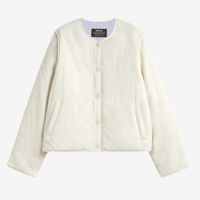 Ecoalf - Gabi Jacket Women - MCWGAJKGABI00146S26-ecru/blue - Jacke in  stripes