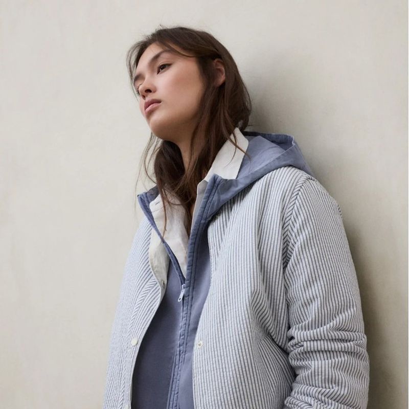 Ecoalf - Gabi Jacket Women - MCWGAJKGABI00146S26-ecru/blue - Jacke in  stripes
