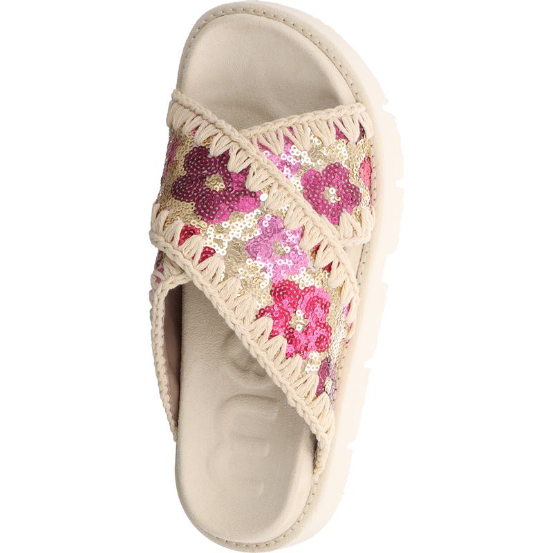 Mou Sequins Criss-Cross Sandale - MU.SW461017G-SSFUX - Fuchsia