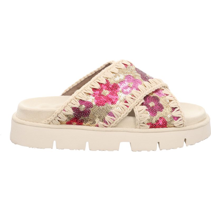 Mou Sequins Criss-Cross Sandale - MU.SW461017G-SSFUX - Fuchsia