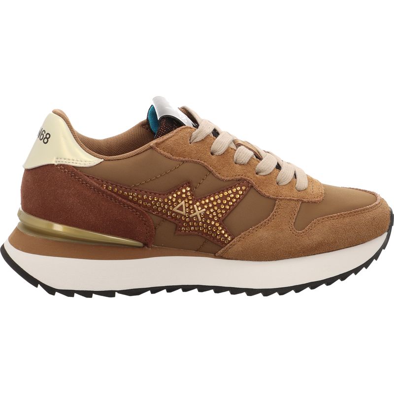 SUN68 Stargirl Strass Logo Sneaker Z46223-93 dunkelbeige