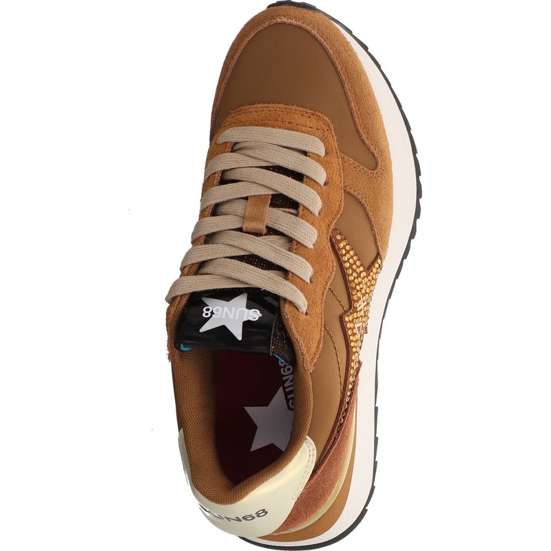 SUN68 Stargirl Strass Logo Sneaker Z46223-93 dunkelbeige