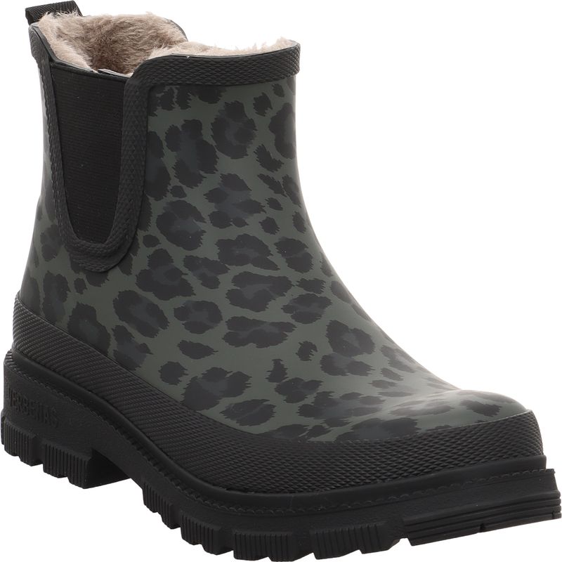 Verbenas Lua Fur Smooth Animal-Black-Leo - Gummistiefel mit Leoprint