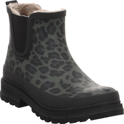 Verbenas Lua Fur Smooth Animal-Black-Leo - Gummistiefel mit Leoprint schwarz | leo