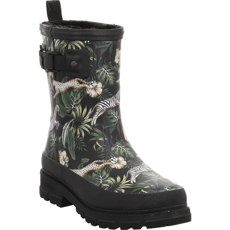 Verbenas Lina Fur Smooth Selva-Black Stiefelette mit Warmfutter mit Print