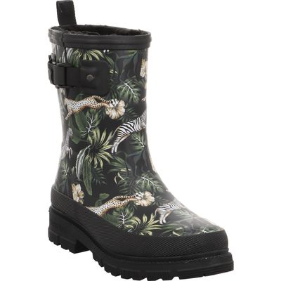 Verbenas Lina Fur Smooth Selva-Black Stiefelette mit Warmfutter mit Print schwarz | print