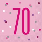 16 Servietten rosa & silber Zahl 70