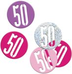 Konfetti rosa & silber Zahl 50