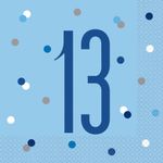 16 Servietten blau & silber Zahl 13