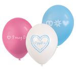 6 Luftballons Oktoberfest rosa, hellblau, weiß