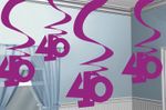 5 Swirl Girlanden 40. Geburtstag "Pink Shimmer"