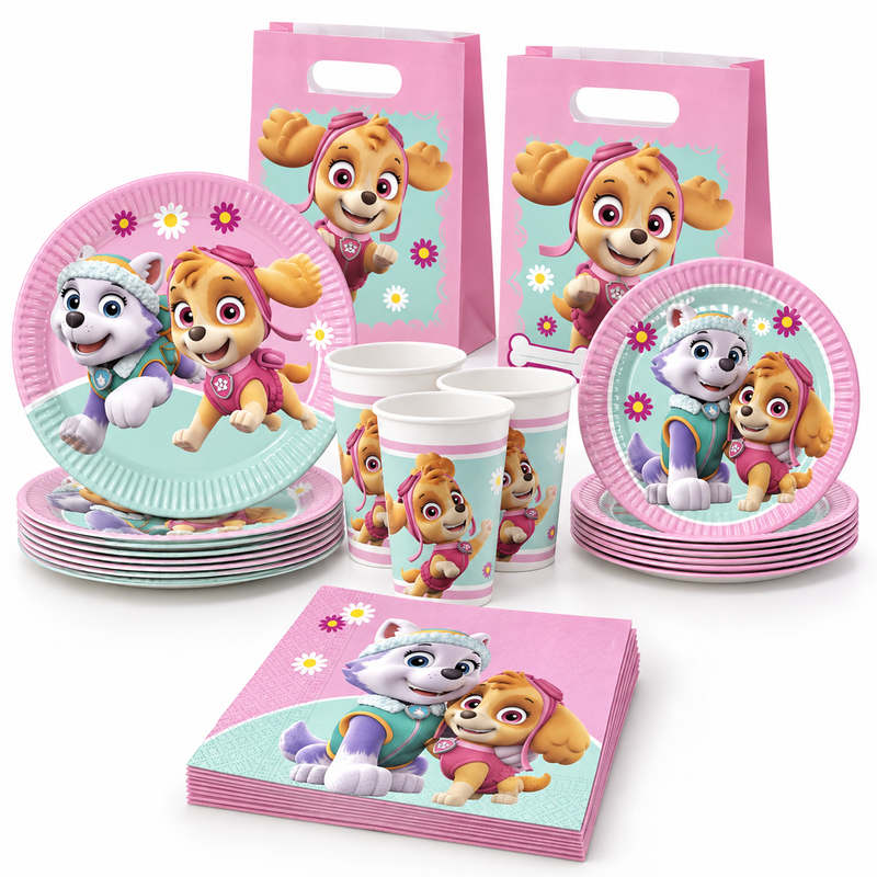 Paw Patrol Skye & Everest M Partyset – für 8 gedeckte Plätze, 50 Teile