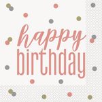 16 Servietten Happy Birthday roségold
