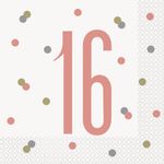 16 Servietten 16. Geburtstag roségold