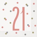 16 Servietten 21. Geburtstag roségold