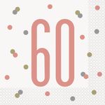 16 Servietten 60. Geburtstag roségold