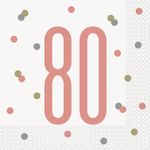 16 Servietten 80. Geburtstag roségold