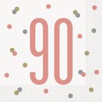 16 Servietten 90. Geburtstag roségold