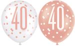 6 Luftballons roségold Zahl 40