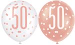 6 Luftballons roségold Zahl 50