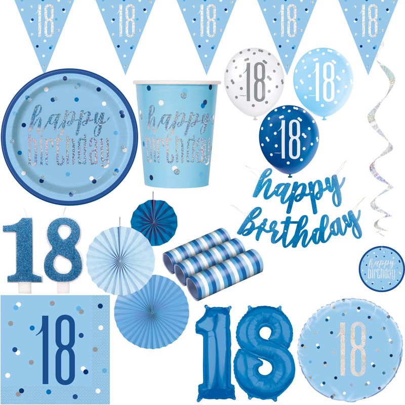 18. Geburtstag Deko blau Mann Dekoration Party Set hellblau Geburtstagsdeko