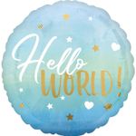 Folienballon Hello World Boy Baby Shower