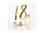 18. Geburtstag 20 Servietten gold