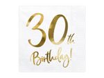 30. Geburtstag 20 Servietten gold
