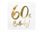 60. Geburtstag 20 Servietten gold