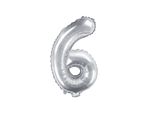 Folienballon silber Zahl 6
