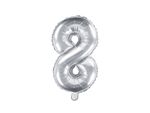 Folienballon silber Zahl 8