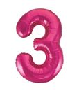 Folienballon Zahl 3 pink