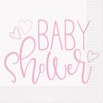 Baby Shower rosa Herzen 16 Servietten