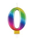 Regenbogen Kerze Zahl 0