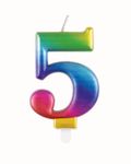 Regenbogen Kerze Zahl 5