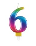Regenbogen Kerze Zahl 6