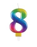 Regenbogen Kerze Zahl 8